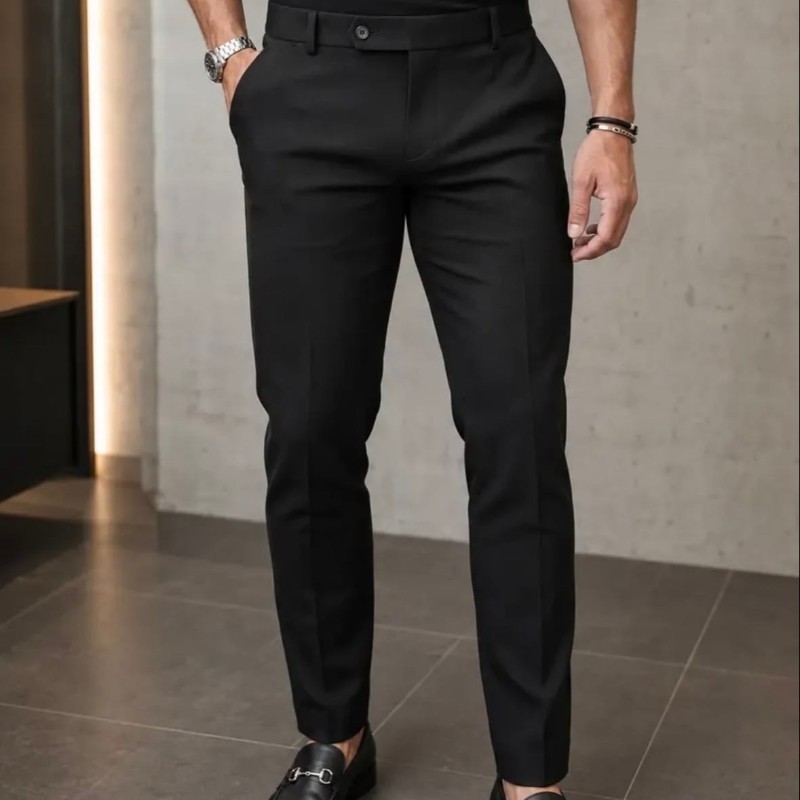 Calça Social Alfaiataria Masculina Malha Elastano Stretch (38 a 50)