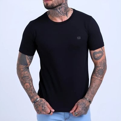 Camiseta Básica Masculina Slim Fit Algodão Lisa Várias Cores (P ao GG)