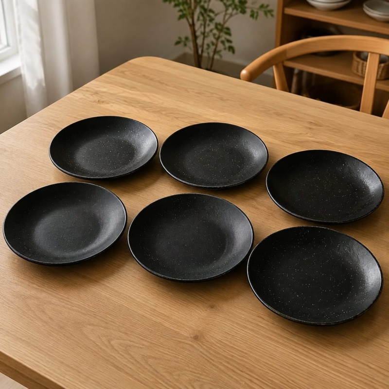 Conjunto com 6 Pratos Fundos 22,5cm Volcana RYO Preto Oxford
