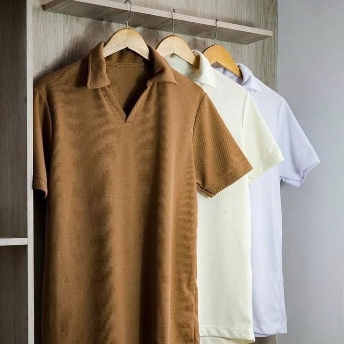 Camisa Camiseta Polo Masculina Texturizada Sem Botão (P ao G3)