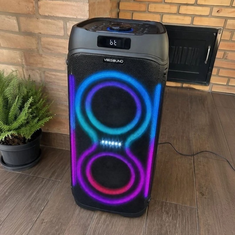 Caixa de Som Amplificada Bluetooth Vivensis Vibe Sound V6 Party 1000W USB - Preto