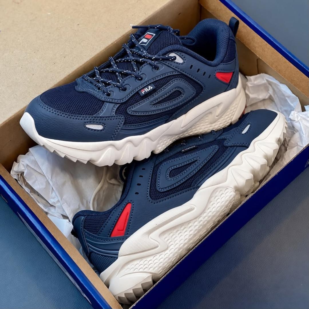 Tênis Masculino Fila Venture Tracer Lite Casual Original Marinho/vermelho Geométrico (37 ao 44)