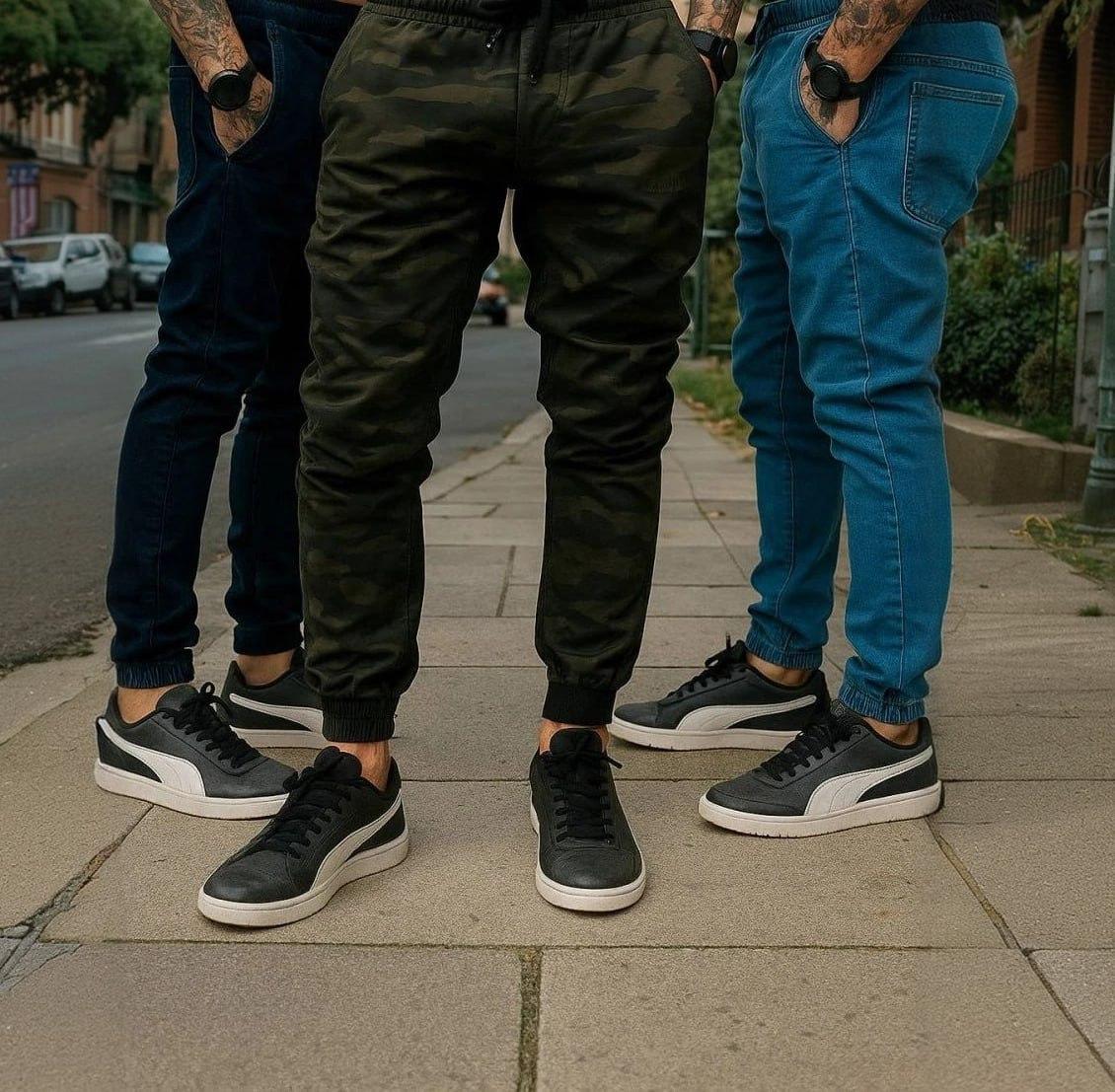 Kit 3 Calças Jogger Masculina Jeans Com Punho Elastico