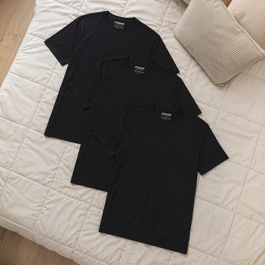 Kit 3 Camisetas Light Insider Preto M Liso