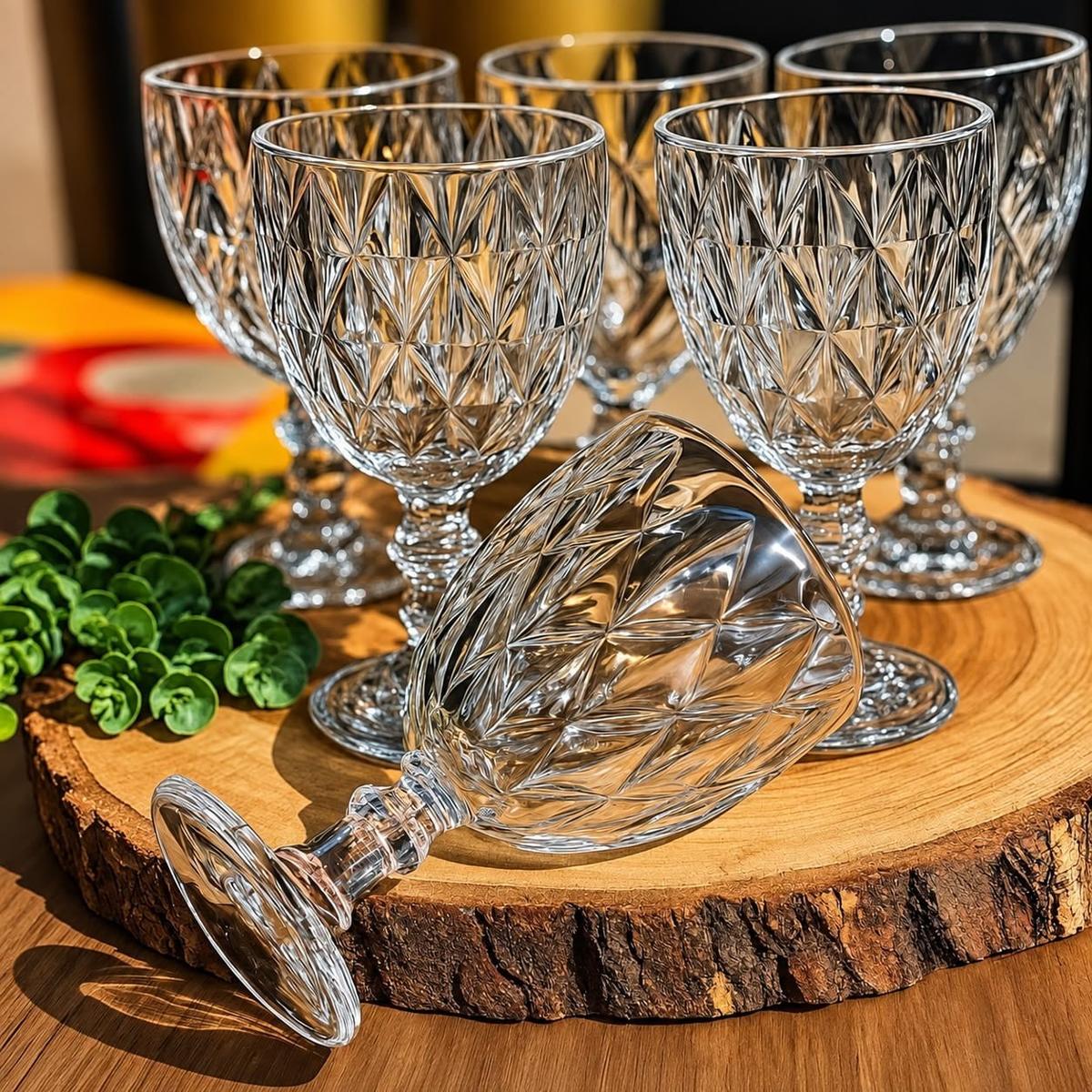 Jogo 6 Taças De Vidro Diamond Cristal 340 ML Luxo