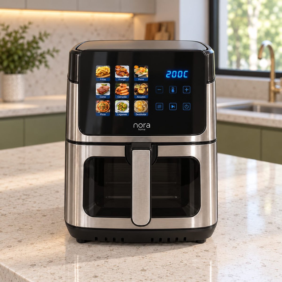 Air Fryer 8l Touch Screen Janela 1800w Sem Óleo Nora Home