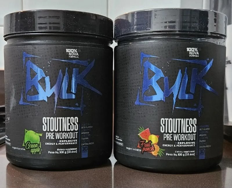 Kit 2x Pré Treino Bulk Nutrition Stoutness 300g Maçã E Frutas