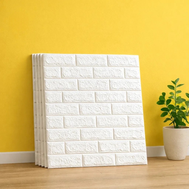 10 Placas 3d Revestimento Parede 77x70 Tijolinho Autocolante Cor Branco
