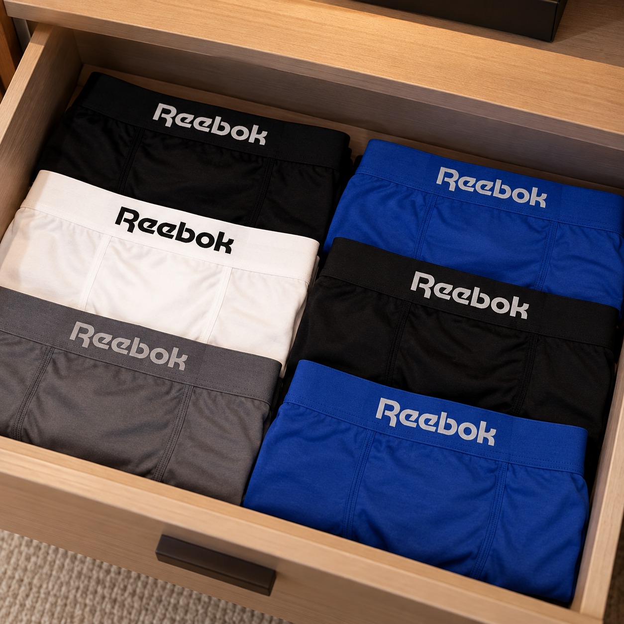 Kit 6 Cuecas Boxer Classic Reebok Microfibra Luxo Original