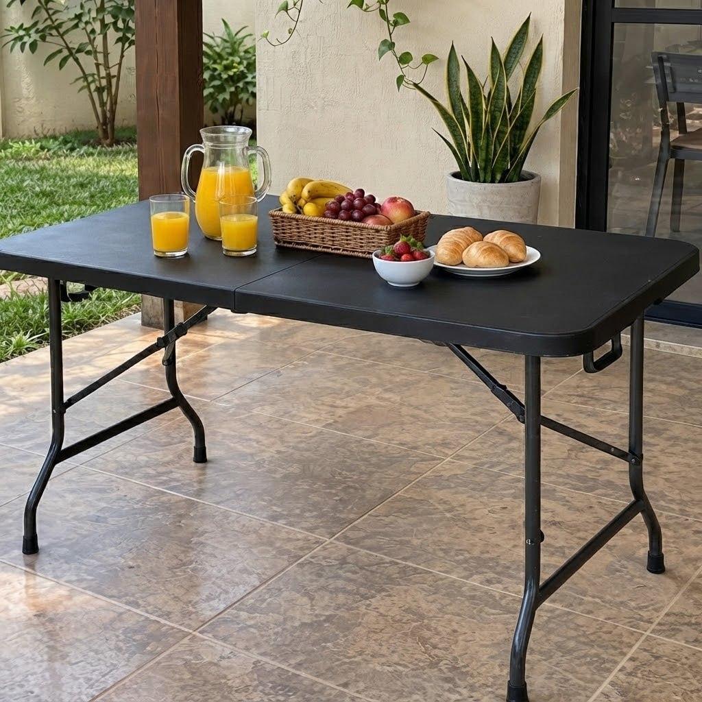Mesa Dobrável Portátil Vira Maleta 180cm Reforçada até 150kg