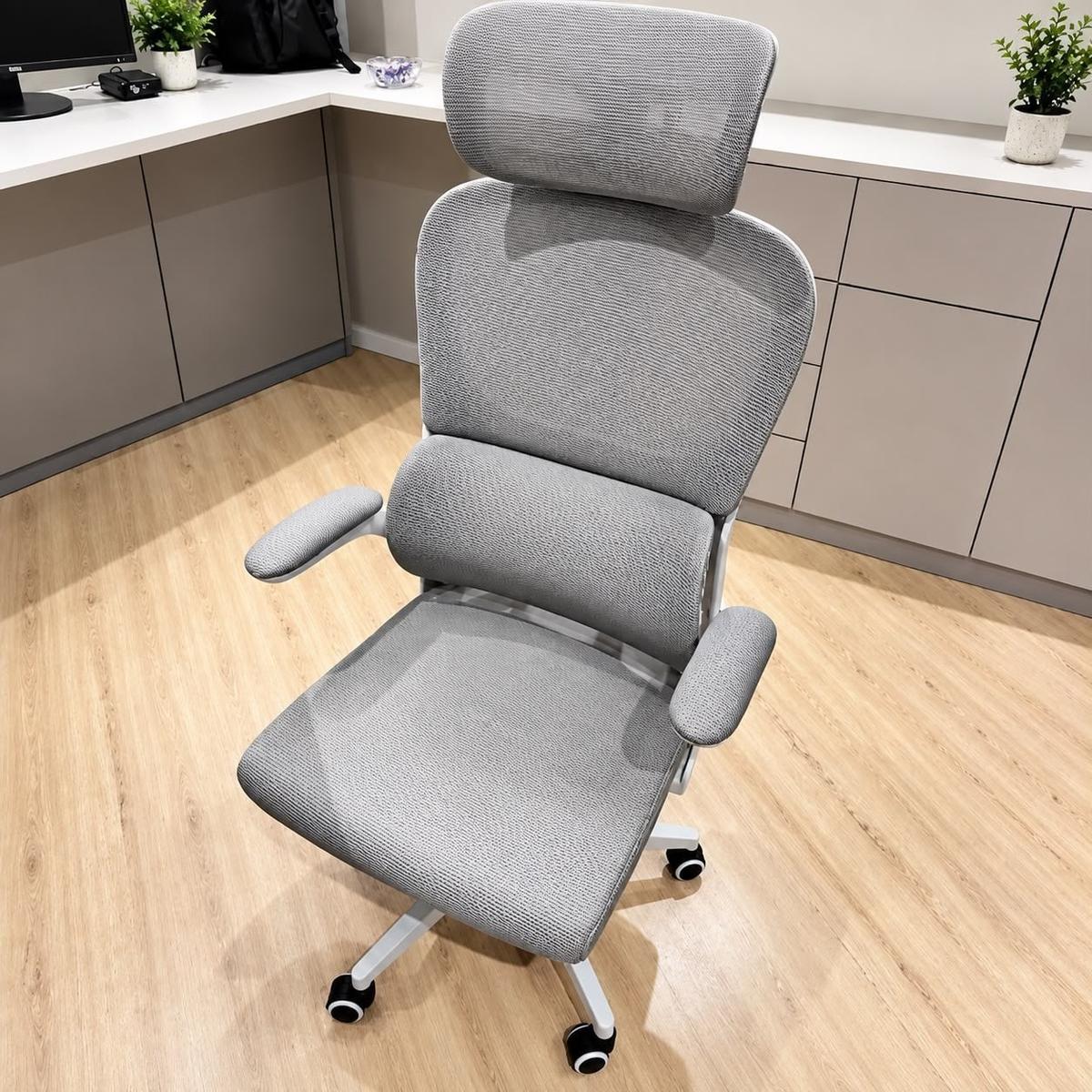 Cadeira Escritório Ergonômica Python Fly B07 Cinza Com Suporte Lombar
