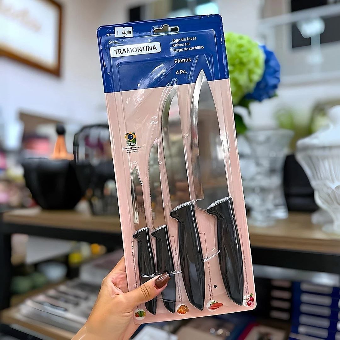 Tramontina JOGO FACAS INOX 4PC PLENUS PRE, Preto
