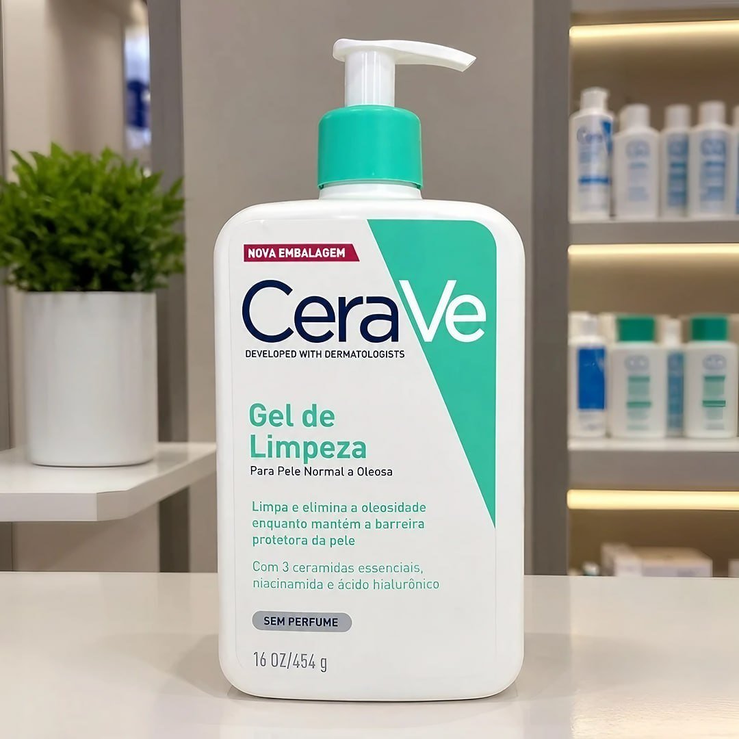 Gel de Limpeza Facial Peles Normais a Oleosas com Ácido Hialurônico CeraVe, 454g