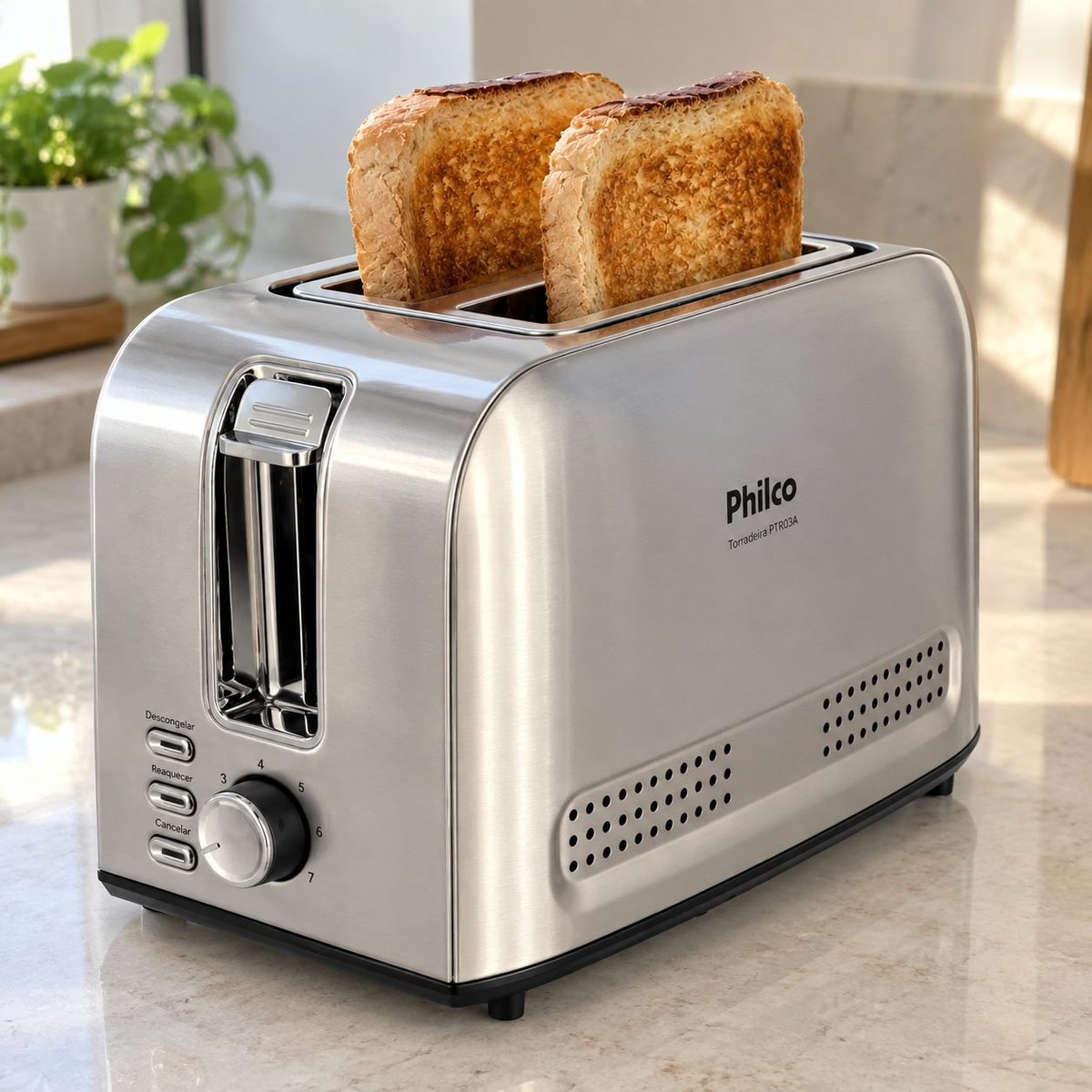 Philco Torradeira 7 Níveis de tostagem PTR03A 3 funções 127V Inox