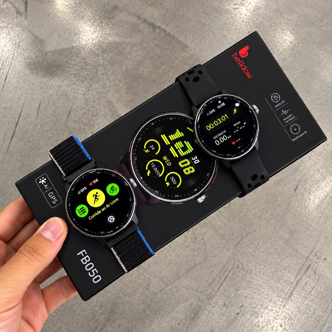 Relógio Inteligente Gps Smartwatch Amoled 3atm Sport Gps Caixa Preto