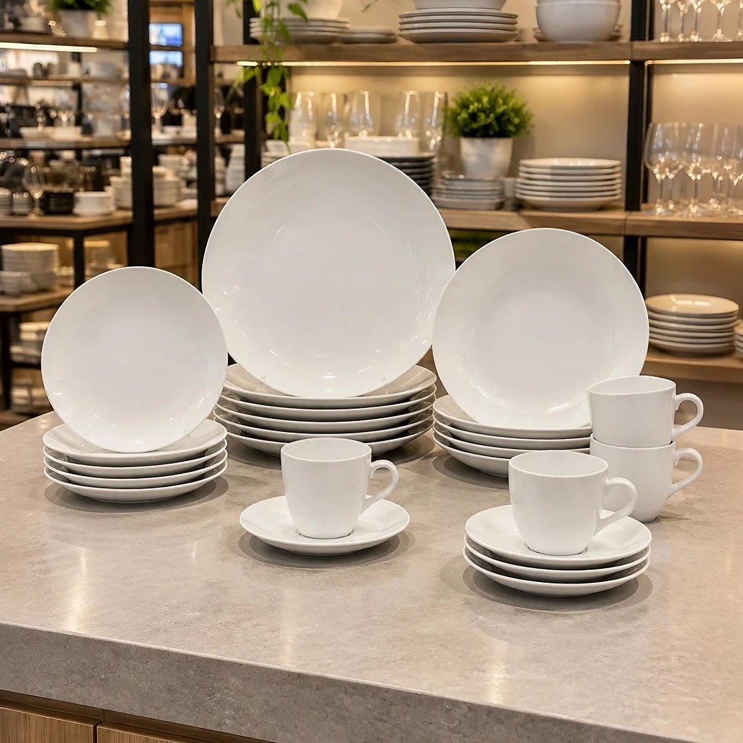 Jogo De Jantar Tramontina Porcelana Silvia 20 Peças Branco Lisa