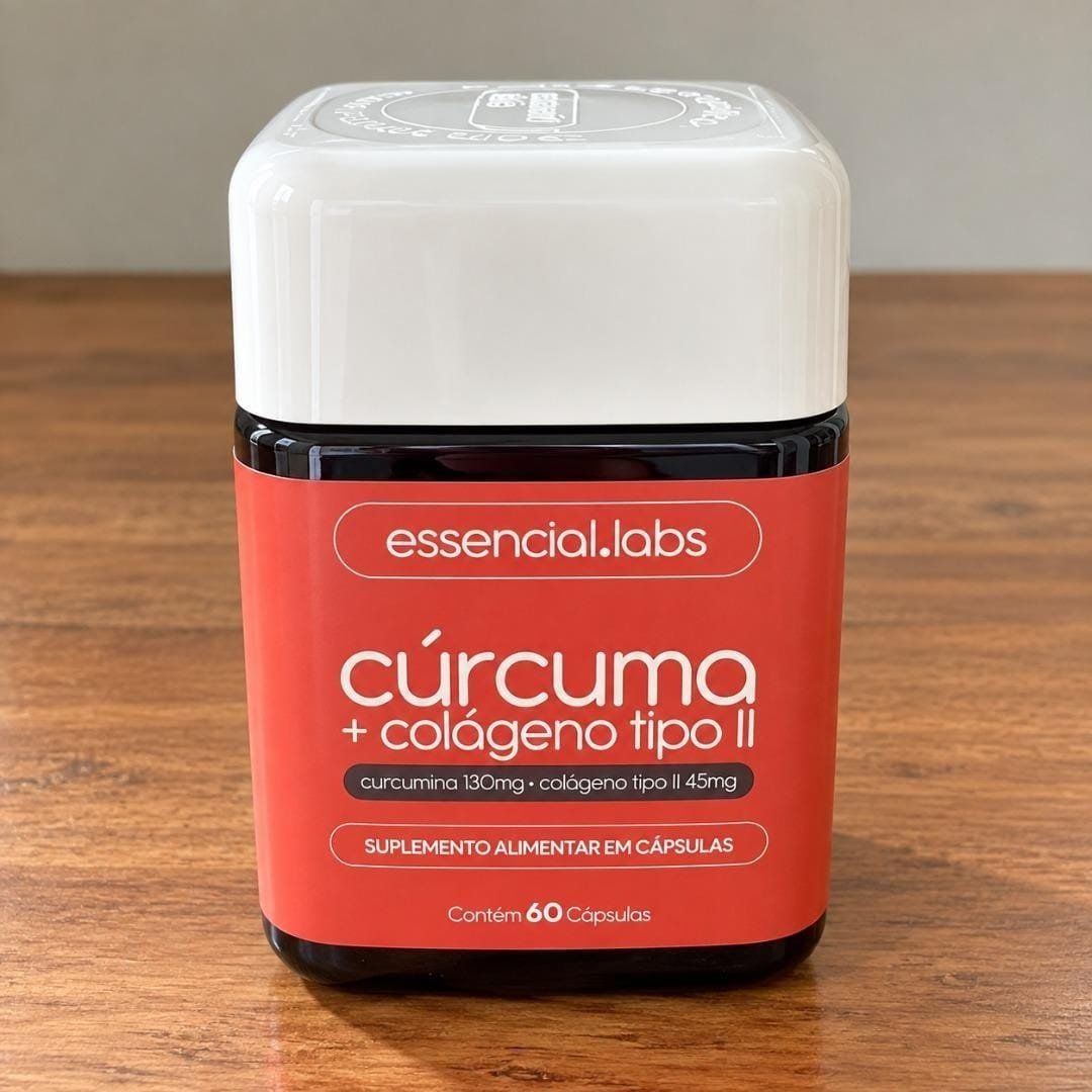 Essencial.Labs Cúrcuma 130mg + Colágeno Tipo II 45mg 60 Cápsulas