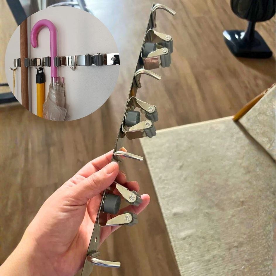 Suporte Vassoura Acabamento Inox Premium 7 maneiras de pendurar