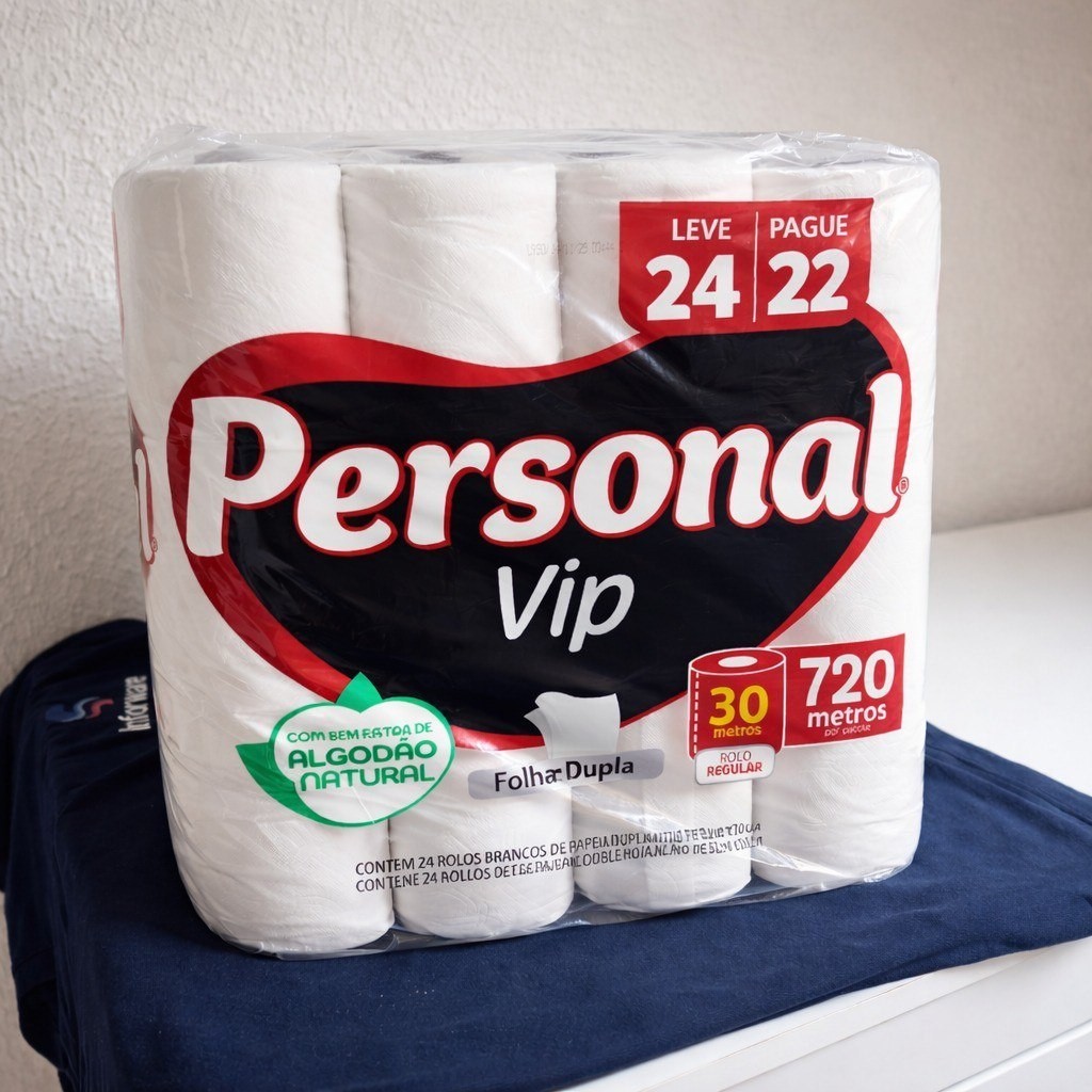 Personal VIP - Papel Higiênico Folha Dupla, Branco 24 unidades (Embalagem pode variar)