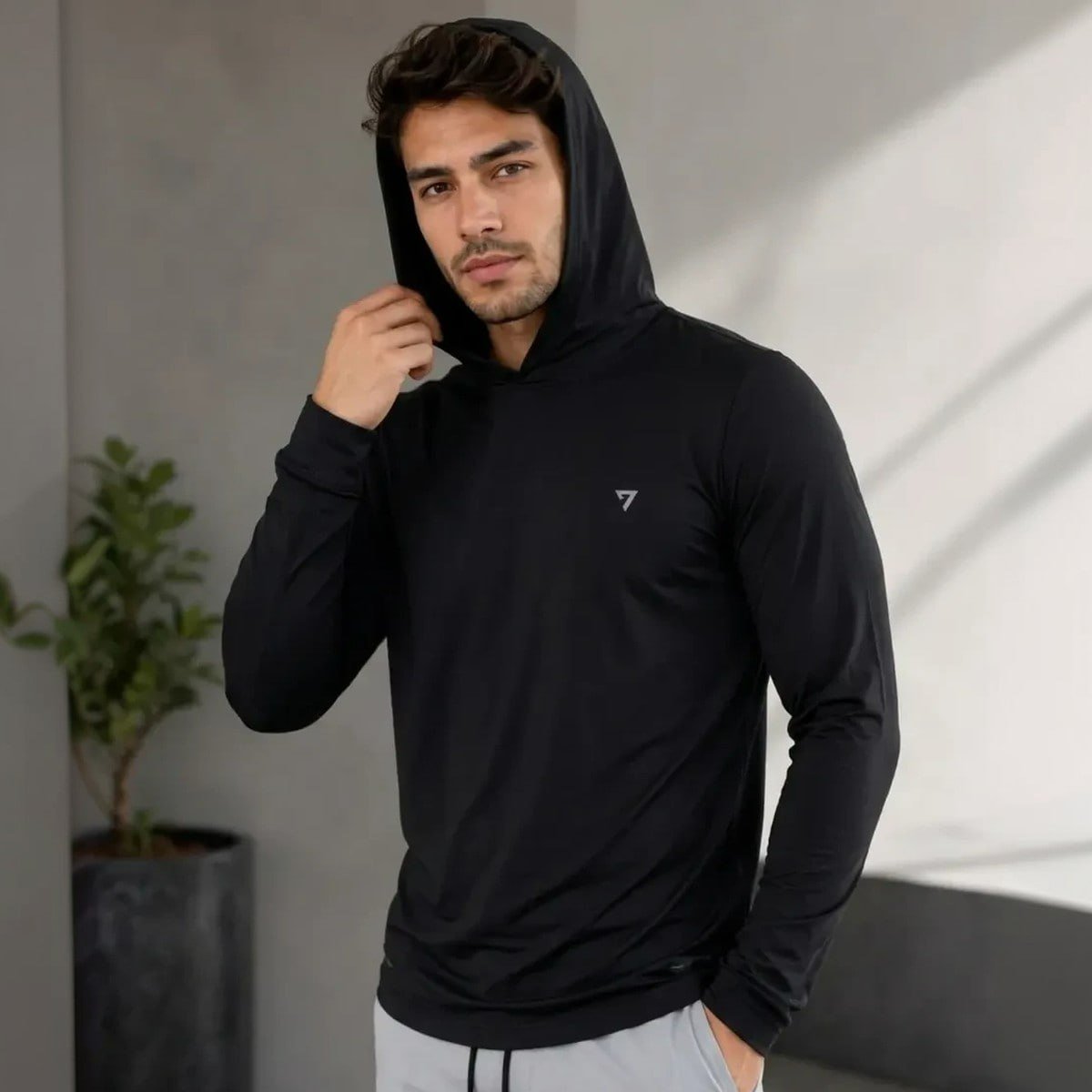 Camisa Térmica Manga Longa Com Capuz Proteção Solar Uv50+