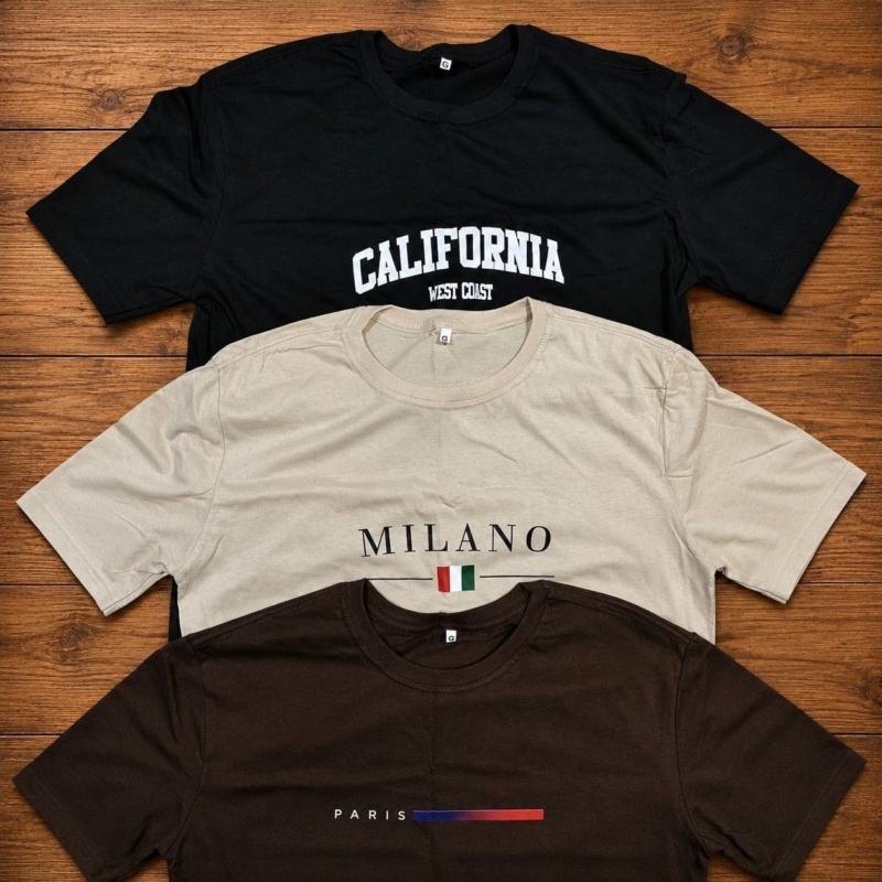 Kit 3 Camisetas Masculina 100% Algodão Premium Verão Casual Preto -marrom-branco Gg Estampa Localizada