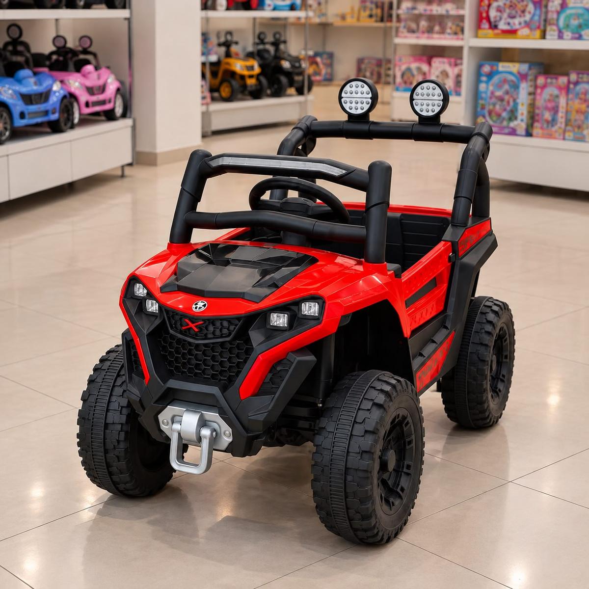 Carro Jipe Elétrico Infantil Controle Remoto Pedal Sons Cor Vermelho