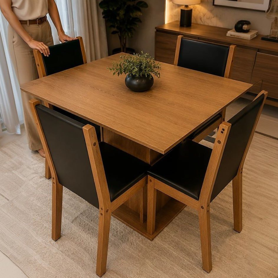 Madesa Conjunto Sala de Jantar Talita Mesa + 4 Cadeiras