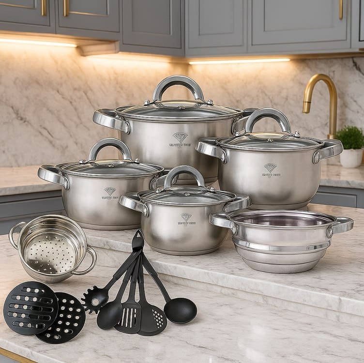 Jogo De Panelas Genebra 19 Peças Inox