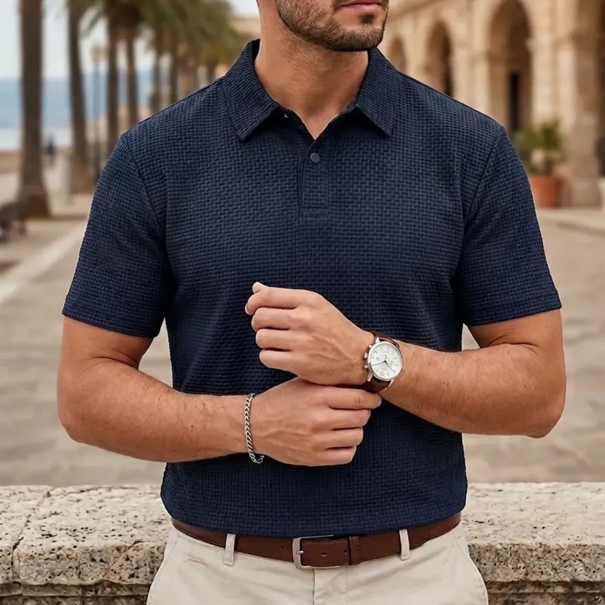 Camisa Polo Texturizada Masculina Old Money Casual Premium