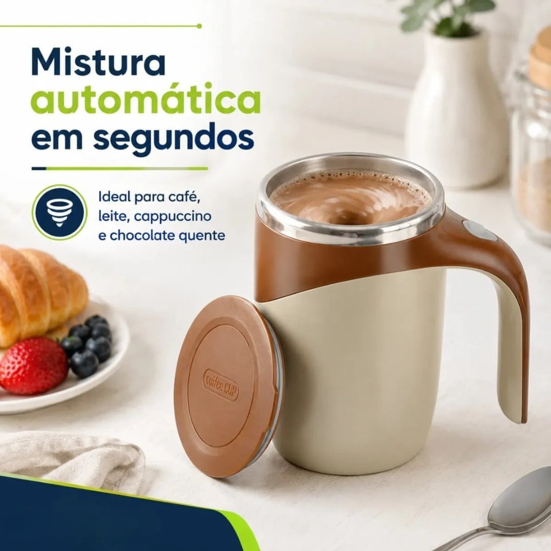 Copo Caneca Mixer Elétrica Mistura 400ml Com Tampa