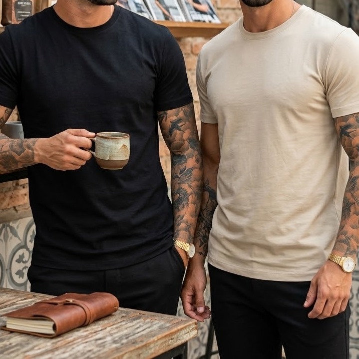 Kit 2 Camiseta Masculina Malha Peruana Premium (P ao G1)