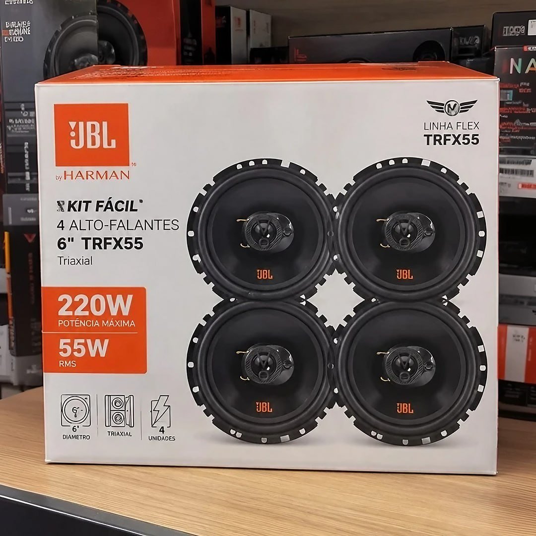 Kit Facil Jbl 4 Alto Falantes 6 6trfx55 Flex 4 220w Triaxial Cor Preto