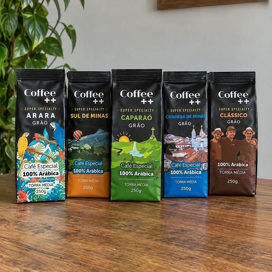 Kit 5 Pacotes Café Especial em Grãos Coffee 100% Arábica (5x250g) - Arara - Sul de Minas - Caparaó - Chapada de Minas - Clássico
