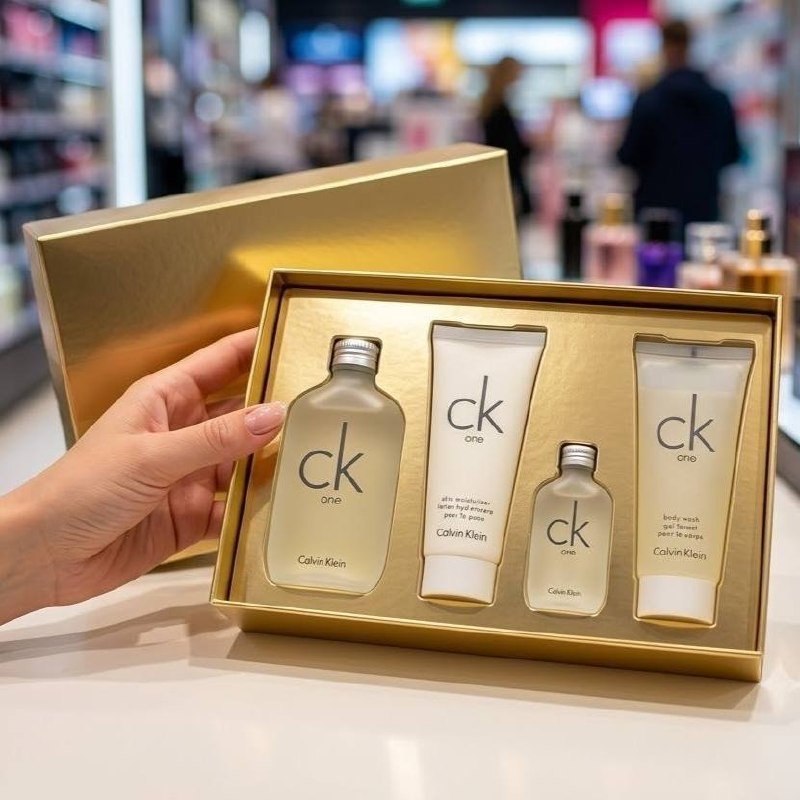 Kit Calvin Klein - CK One Eau de Toilette 200ml - Loção Corporal CK One 200ml - Gel de Banho CK One 100ml - CK One Eau de Toilette 15ml
