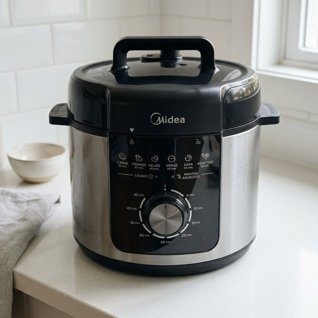 Panela De Pressão Mecânica Preta E Inox 4l Midea 220v