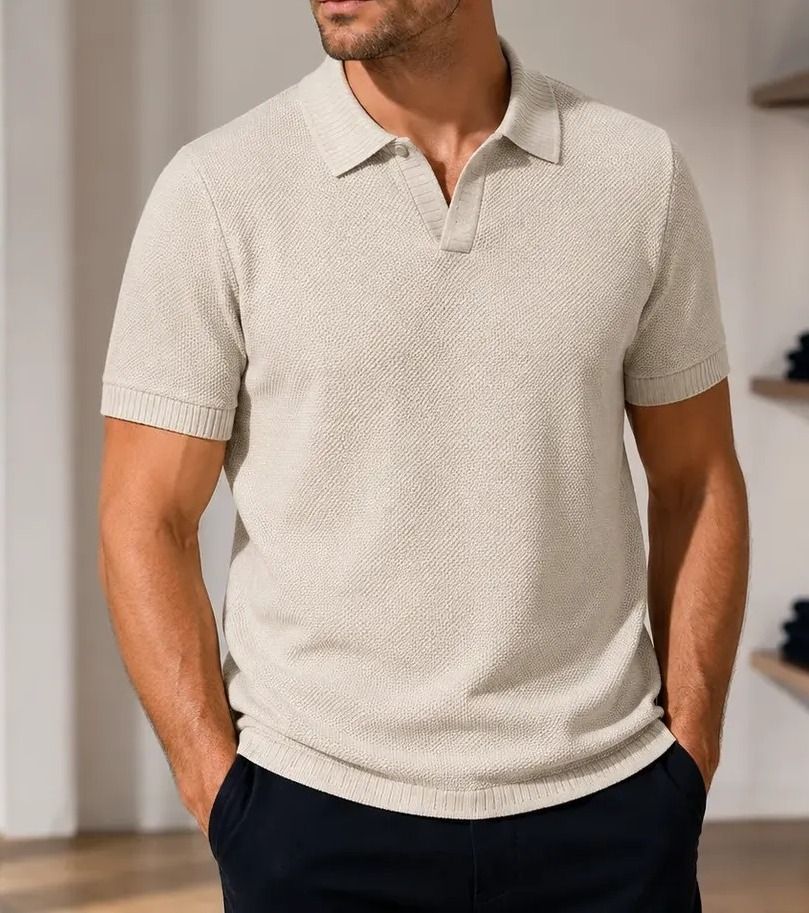 Camisa Polo Hering Masculina Trico Leve Respirável Estilo Cáqui (XL e XXL)