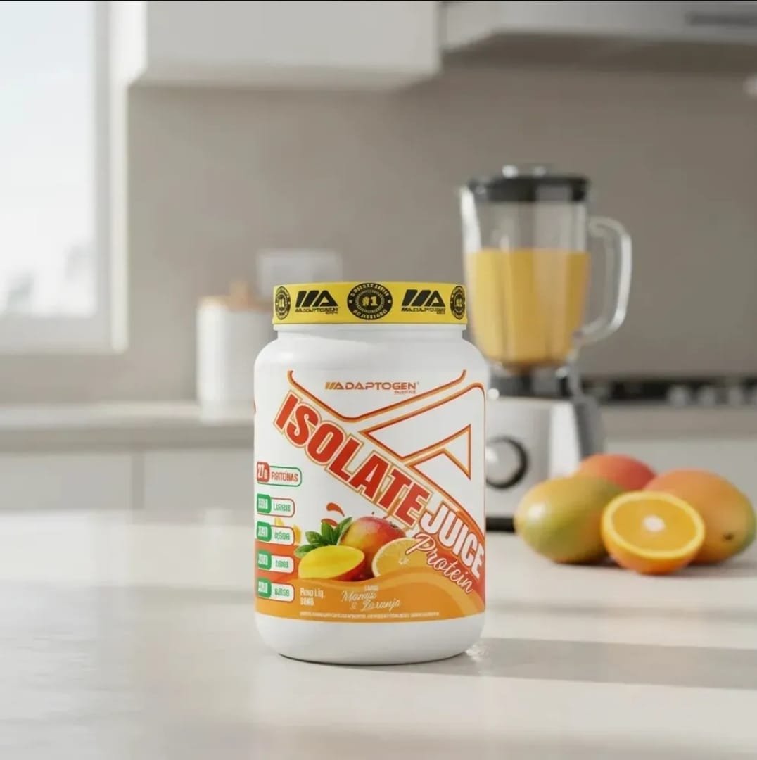 Isolate Juice Adaptogen Proteina bovina pote 900g Sabor Manga e Laranja