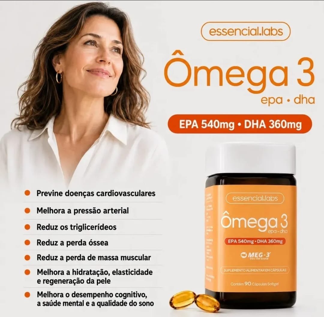 ÔMEGA 3 EPA DHA 1000mg com Selo MEG-3® - 90 Cápsulas Softgel - 100% Puro com Tecnologia Avançada e Alta Biodisponibilidade