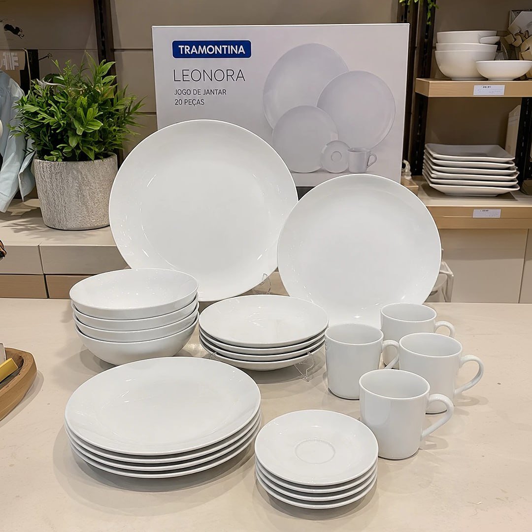 Aparelho De Jantar Tramontina Leonora Em Porcelana 20 Peças