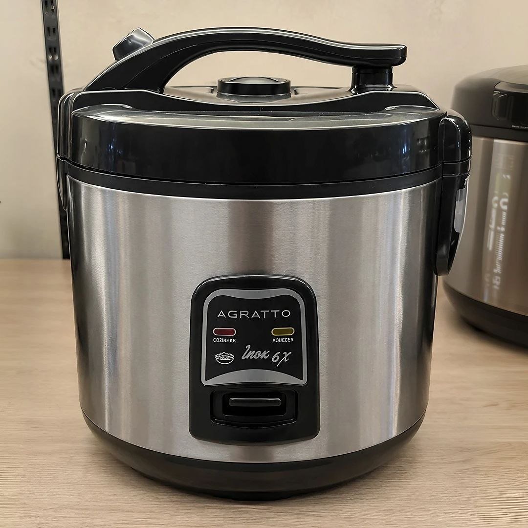 Panela Elétrica de Arroz e Legumes 6 Xícaras Antiaderente 400W Arrozeira Inox Agratto