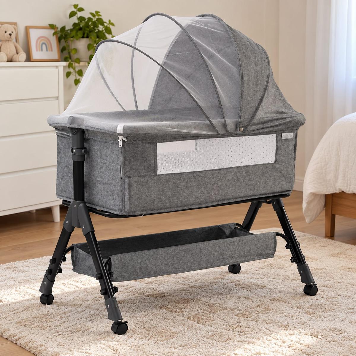 Berço Portátil Funcional Maxy Baby Cinza Belle