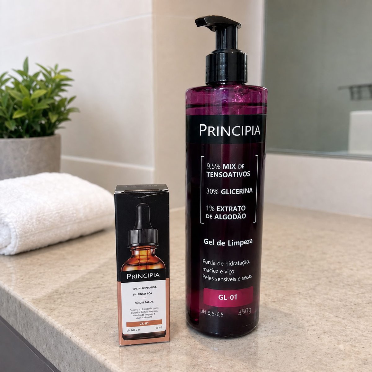 Principia Kit Gel Limpeza Gl-03 + Sérum Niacinamida 10% Seca Dia/noite