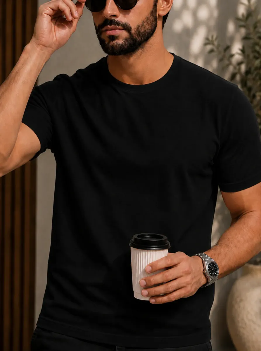 Camiseta Básica Masculina Lisa 100% Algodão Slim Fit (P ao GG)