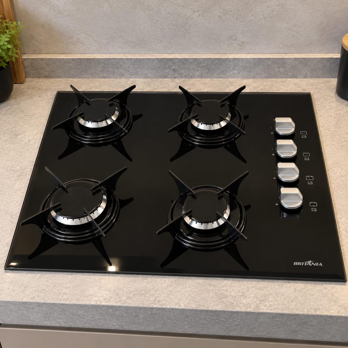 Cooktop 4 Bocas A Gás Bct4p Preto Britânia