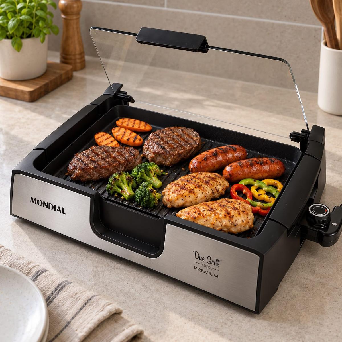 MONDIAL Chapa Due Grill Premium, Preto/Inox, 1270W, 220V - G-10