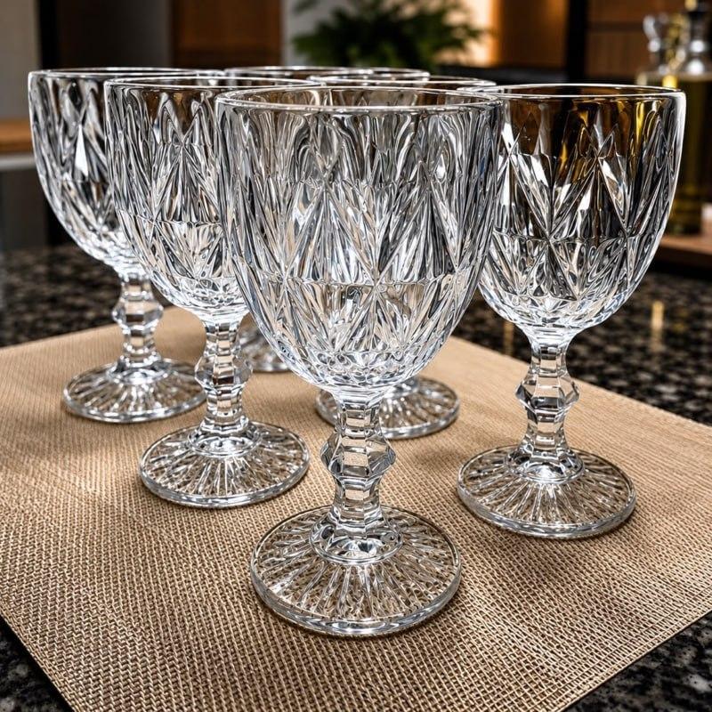 Jogo De Taças Diamante Vidro Taça 340Ml