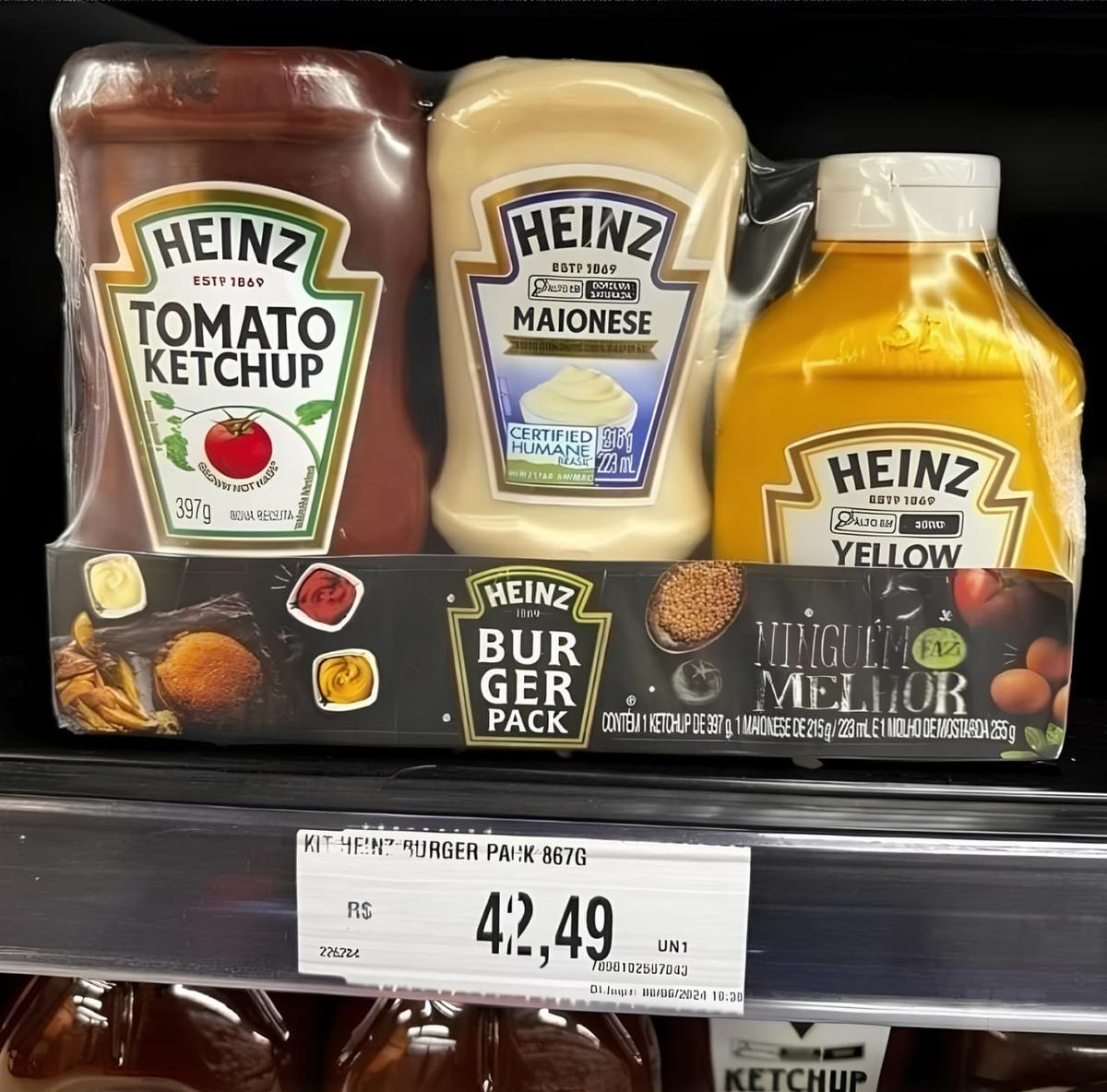 Heinz Pack Hamburguer Ketchup 397G + Maionese 215G + Mostarda 255gG