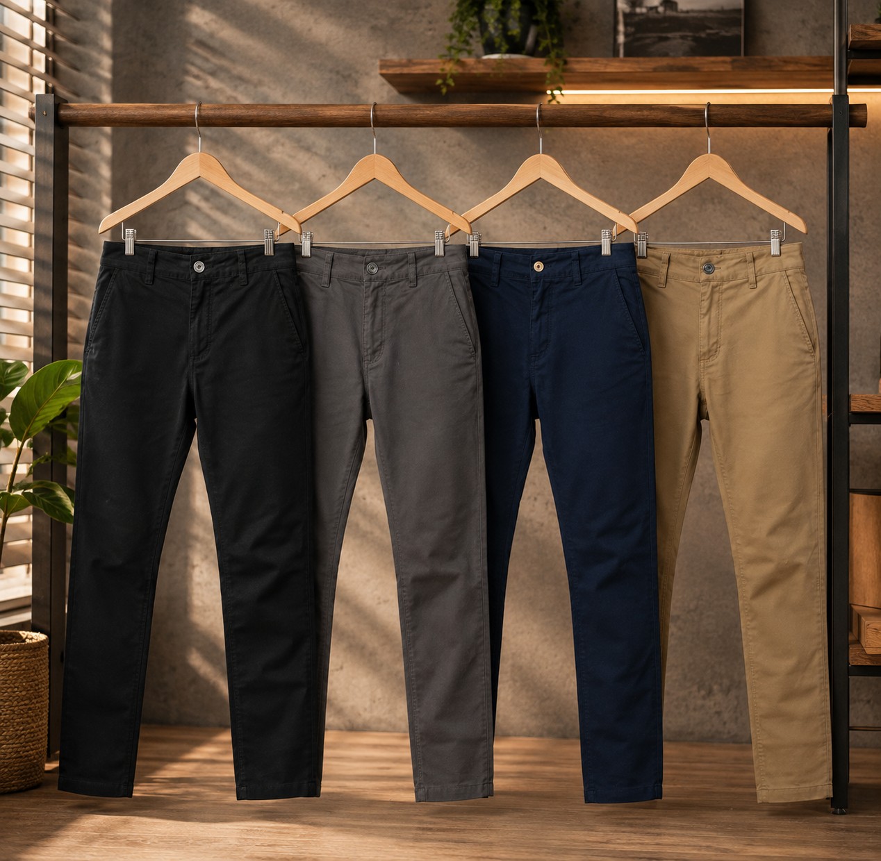 Kit 4 Calça Sarja Masculina Calca Masculino C/lycra Elastano