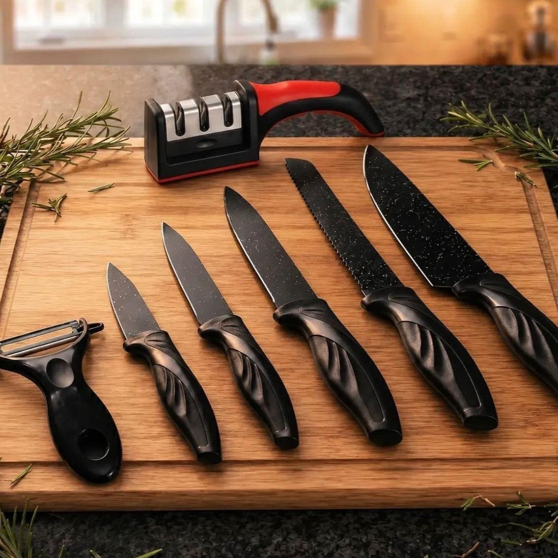 Kit Jogo De Facas 7 Peças com Amolador