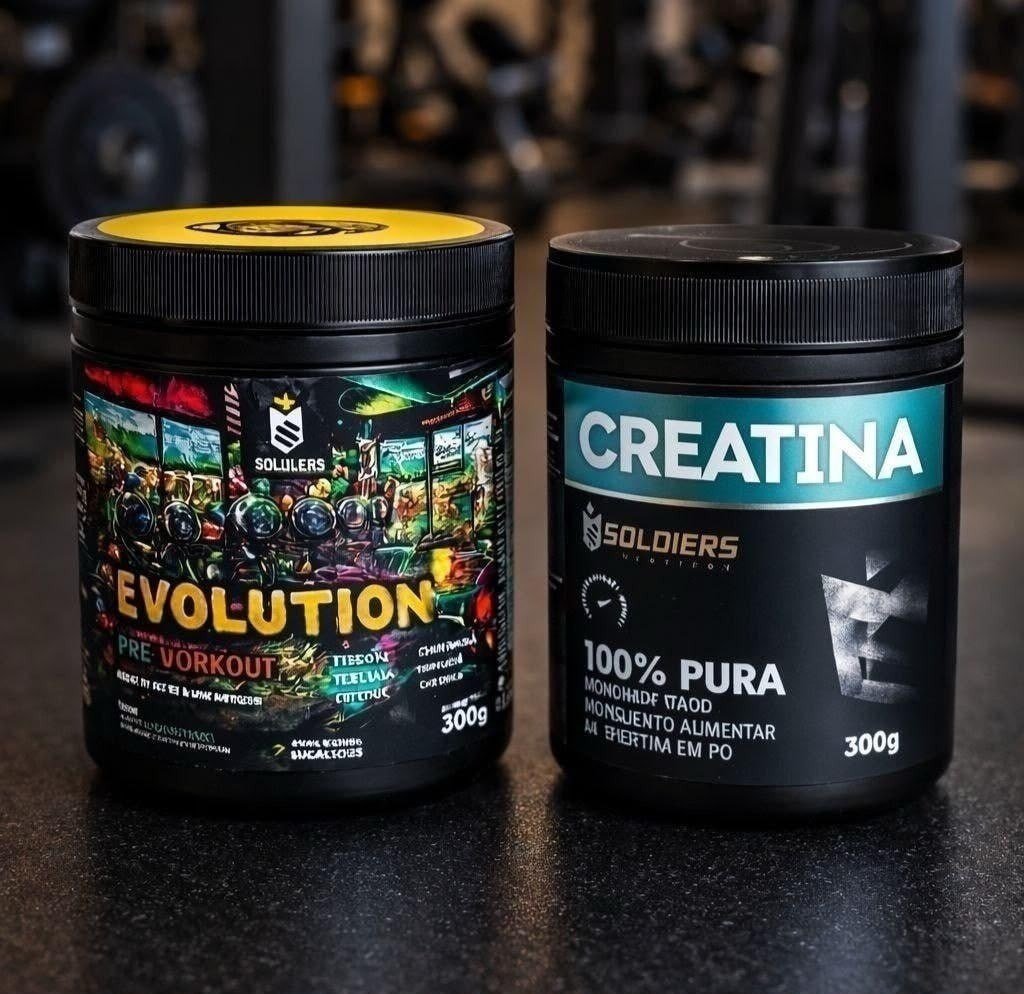 Creatina 300g + Pré-treino Blueberry Evolution 300g - Soldiers Nutrition